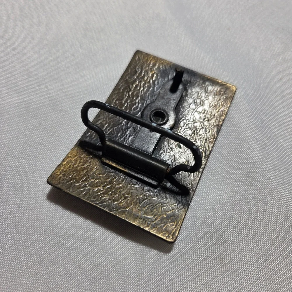 Vintage Lee Jeans Belt Buckle Brass‎ Tone Raised Logo Rectangle Western Workwear